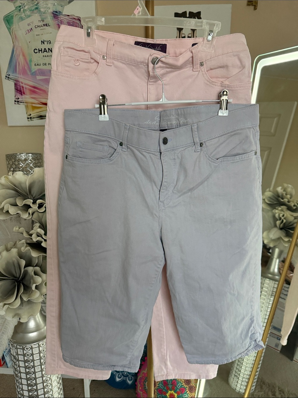 Gloria Vanderbilt Pink & Light Gray Slim Straight Jeans Duo